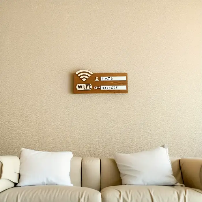 Panneau de mot de passe WiFi en bois rustique, Plaque d'indicateur de réseau sans fil murale Vintage, accessoire de décoration d'intérieur polyvalent 1 pièce