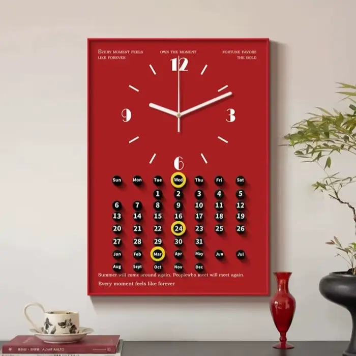 Horloge Murale Calendrier Créative pour Salon