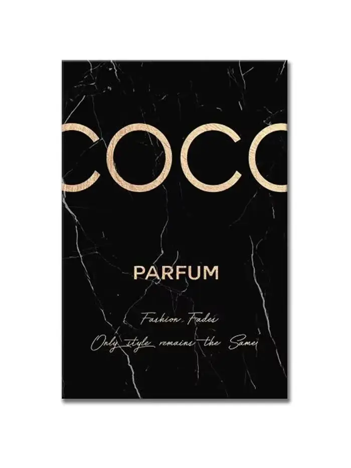 Affiches et impressions de bouteille de parfum COCO noir et or, peinture murale de luxe, décoration 