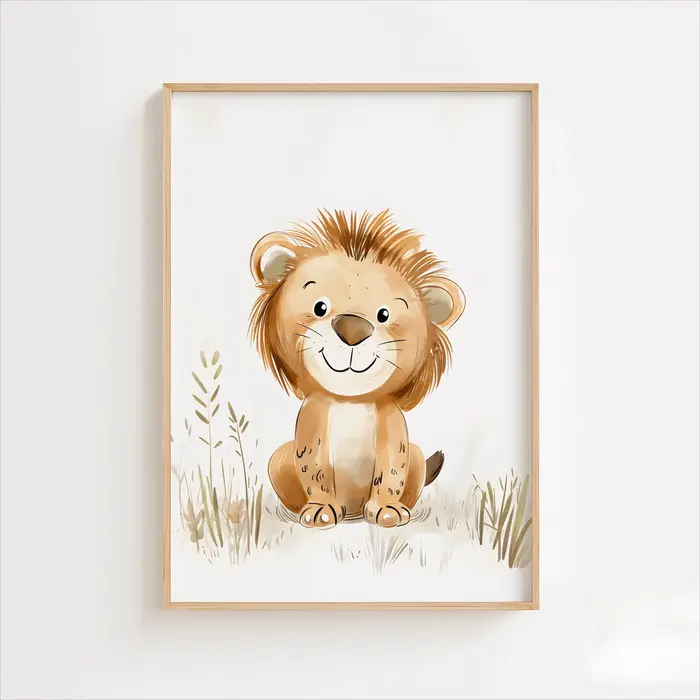 Lot de 1/3 tableaux muraux imprimés sur toile, motifs animaux mignons (lions, zèbres et éléphants),