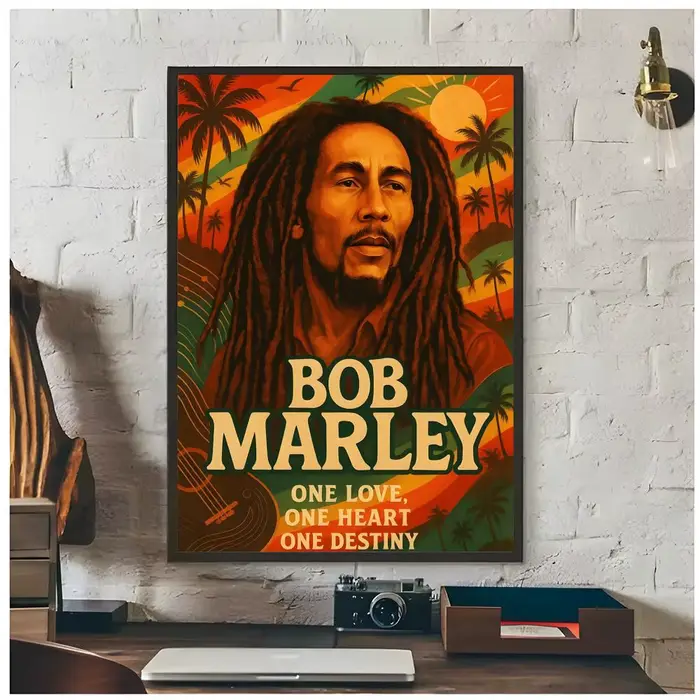 Affiche de chanteur de reggae B-Bob Marley, décoration artistique haut de gamme et cadeau pour la maison, salon, ornements pour la maison