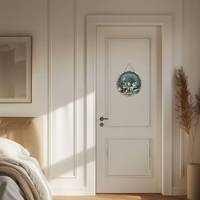 Décoration murale suspendue pour salle de bain en bois de style campagnard - Thème lavande et bougie