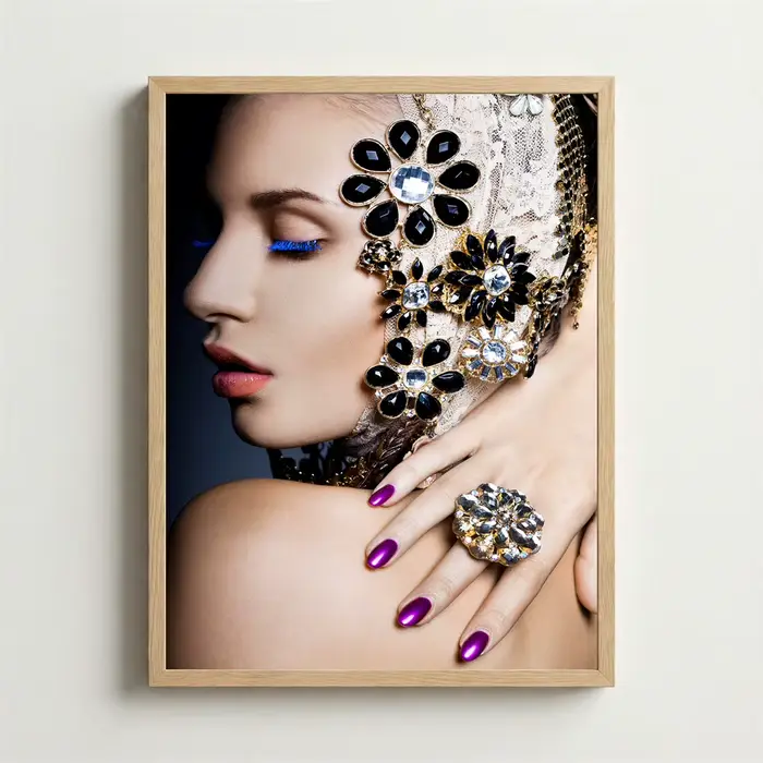 Affiche d'art moderne de style nordique pour salons de beauté et de manucure — Nail art et maquillage élégants pour une belle fille — Toile décorative pour la maison