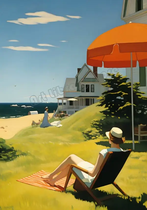 Edward Hopper-Affiche de paysage de fille de lecture d'été, peinture sur toile, oeuvre d'exposition 