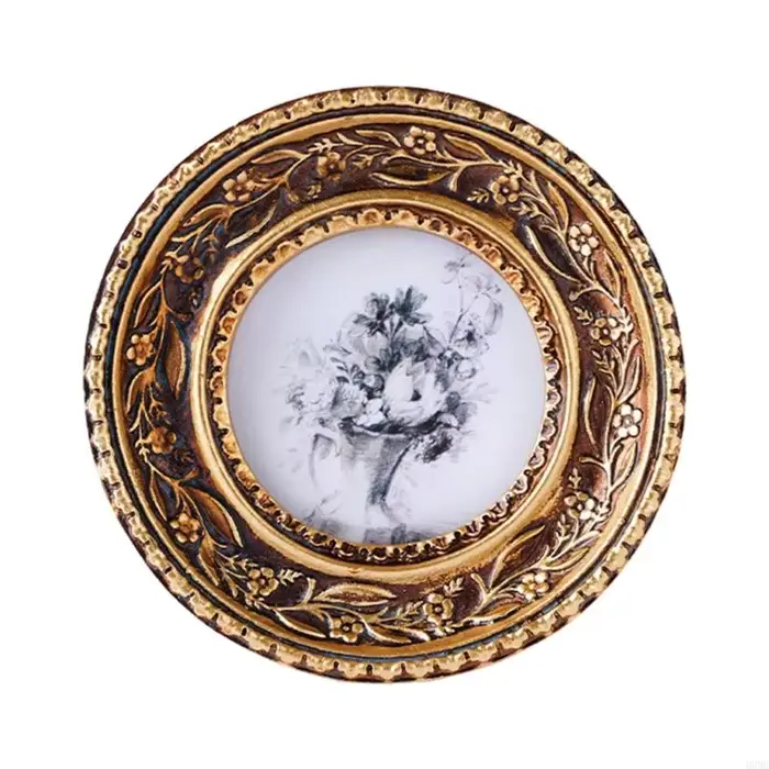 Cadre Photo rond en Bronze Antique or