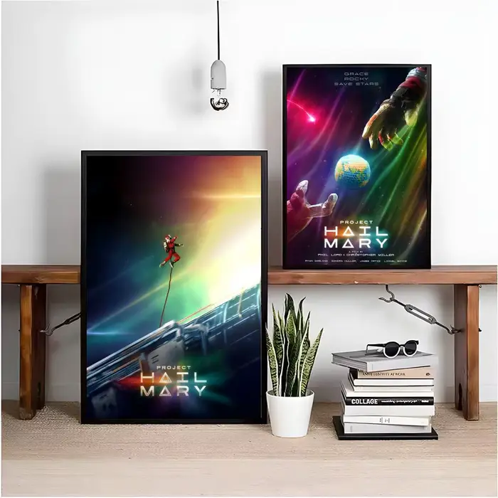 Affiche murale auto-adhésive amovible HD de dessin animé « Hail Mary » pour projet de roman d'aventure