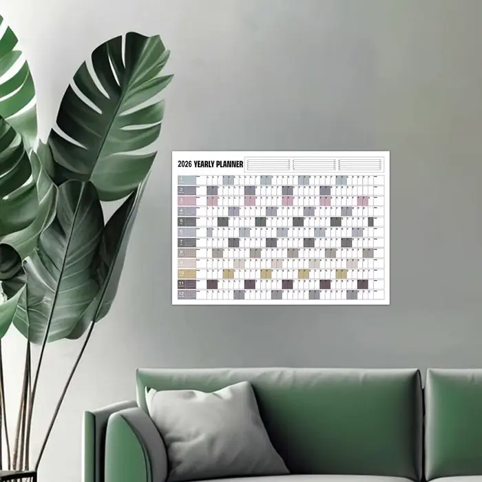 Affiche de calendrier mural annuel 2026 avec autocollants