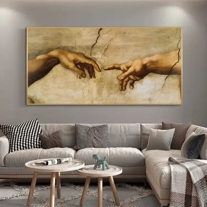 Toile d'art célèbre de la création d'adam de Michelangelo