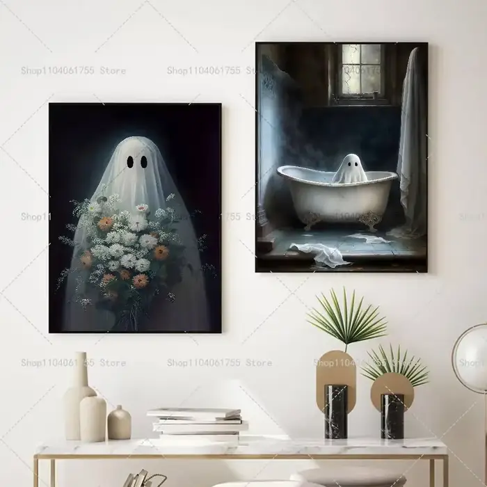 Affiche gothique d'Halloween avec fantômes