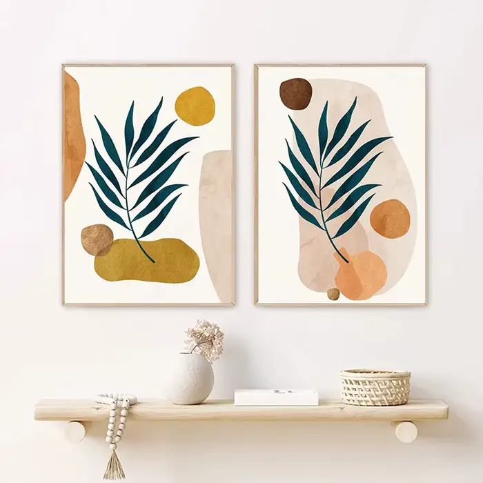 Peinture sur toile de plantes tropicales de couleur Morandi moderne