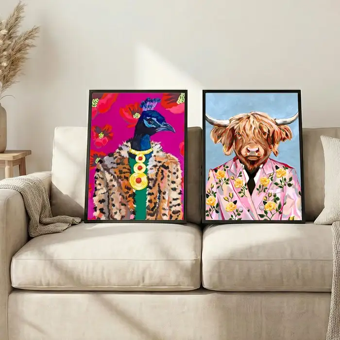 Affiche murale autocollante HD imperméable à l'eau avec peinture à l'huile animale