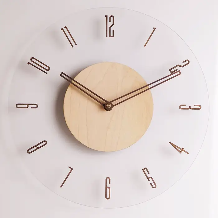 Horloge murale en bois massif, simple et transparente, horloge créative, horloge murale pour salon, 
