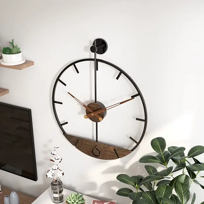 60cm Wood Large Wall Clock for Living Room Nordic 3d Silent Clocks