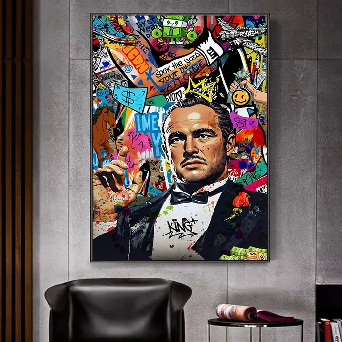 Art Graffiti Gangster des années 80, impression d'art mural Pop de drame du crime urbain, peinture sur toile rétro, décoration de maison de Style de rue audacieux sans cadre