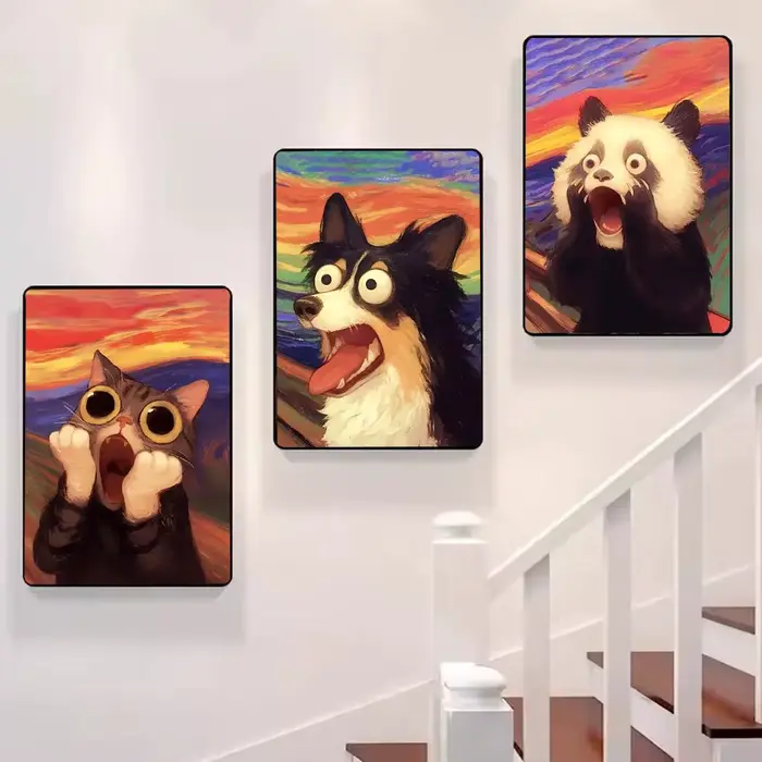 Tableau d'art mural sur toile avec animaux amusants