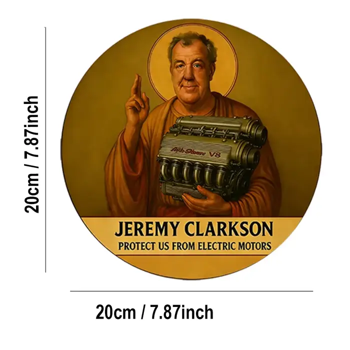 Affiche vintage en métal représentant la voiture de course de Jeremy Clarkson