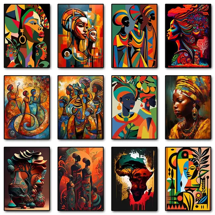 Peinture sur toile de portrait de femme africaine de style national