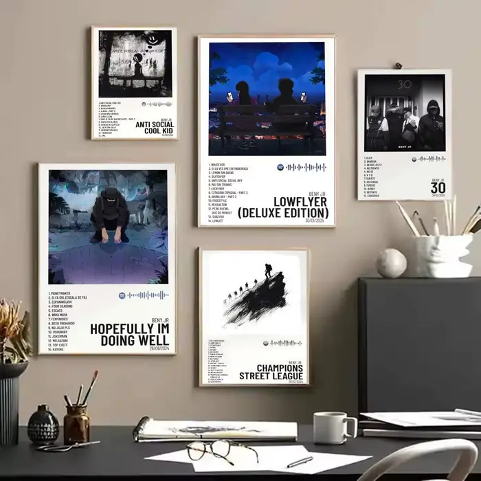 Pop rappeur B_BENY J_JR Album HD lin toile affiche mur Art imprime pour salon chambre bureau décoration de la maison cadeau