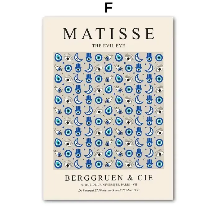 Art mural abstrait classique, mauvais œil bleu Picasso Bauhaus, affiche imprimée sur toile HD, peint