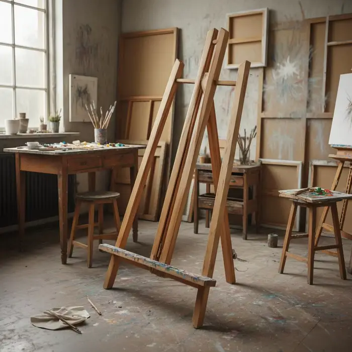 Chevalet de peinture pratique en bois naturel