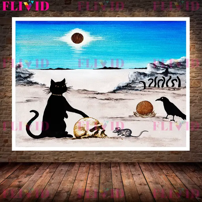 Affiche et impression de chat noir mystérieux