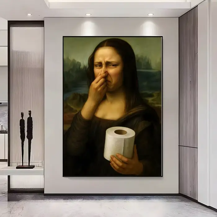 Pièce m-mimiques Mona Lisa couvrant le nez peinture calligraphie toile HD affiche mur Art intérieur couloir décoration de la maison vacances