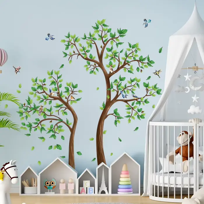 Autocollant mural arbre vert 3d pour salon