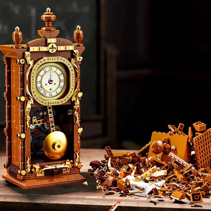 Blocs de construction d'horloge à pendule mécanique rétro oscillant