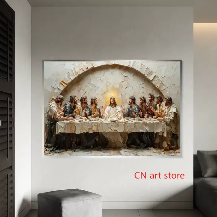 Affiche d'art spirituel rétro, dernière cène, jésus religieux avec Disciples, peinture sur toile, image murale imprimée, décoration de maison pour salon