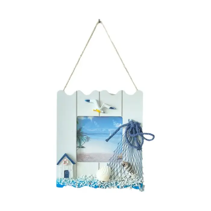 Cadre photo suspendu sur le thème nautique, en bois, cadre photo vintage, porte-photo créatif fait à