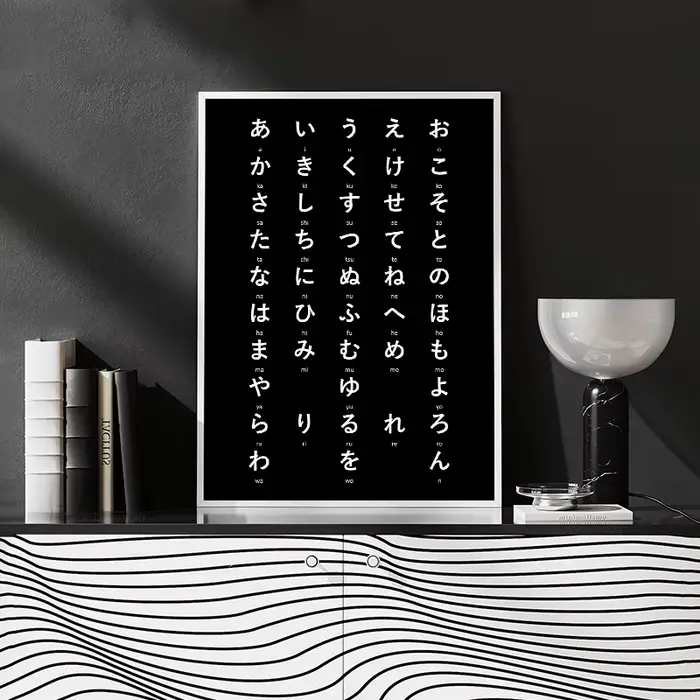 Toile d'art mural japonais Hiragana