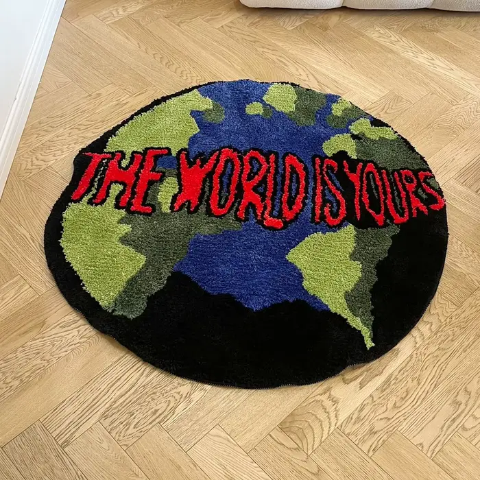 Terre tapis rond tapis de salle de bain anti-dérapant doux coussin tapis de chevet tapis sol chambre