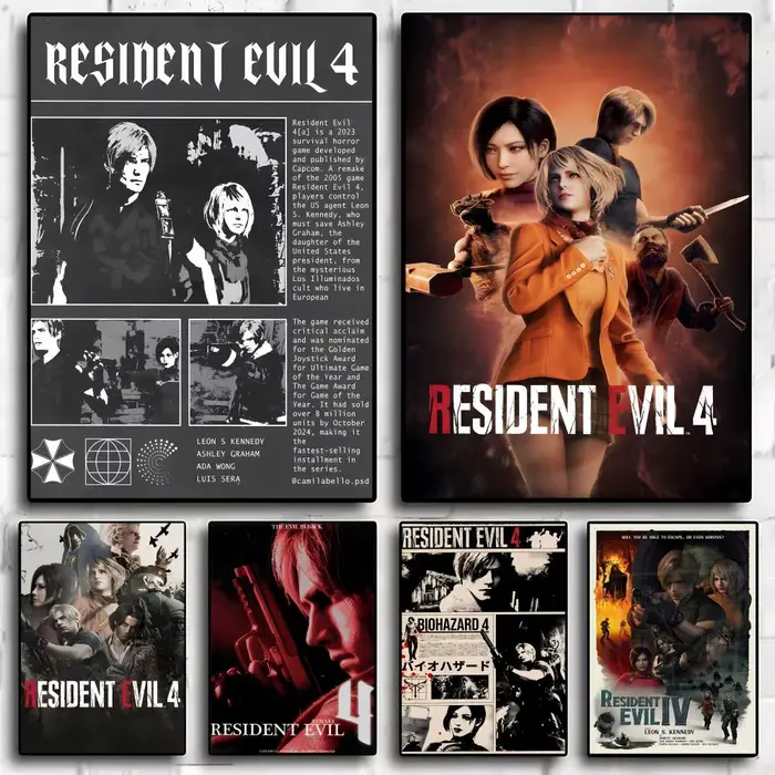 Affiche d'exposition de calligraphie et de peinture rétro Resident Evil 4
