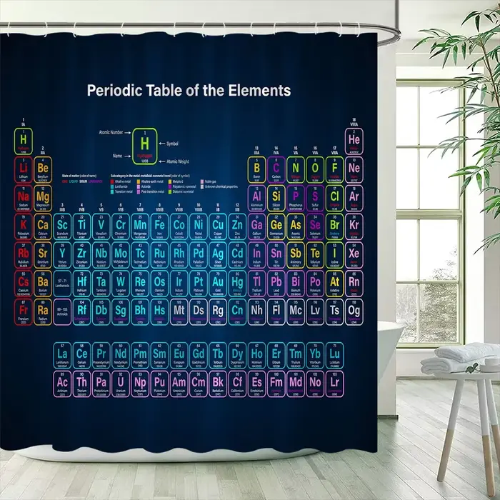Tableau périodique des éléments pour rideaux de douche