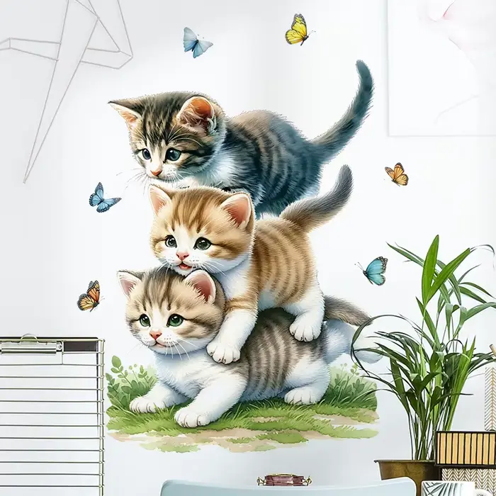 Autocollants muraux chat mignon pour enfant