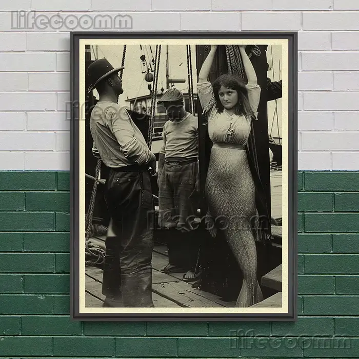 Affiche d'art de photographie de sirène d'horreur vintage