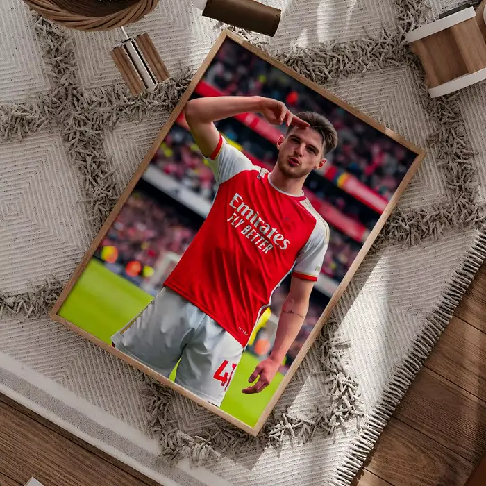 Affiche de football Declan R-Rice Arsenal Angleterre, imperméable, HD, moderne, à coller, décoration murale pour chambre à coucher, salon, dortoir, bureau