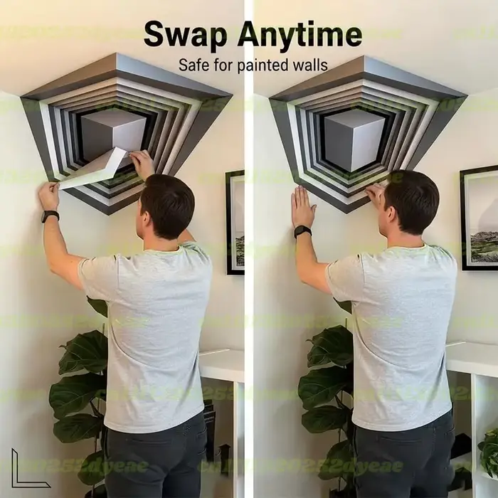 Sticker mural illusion d'optique réinventant la réalité