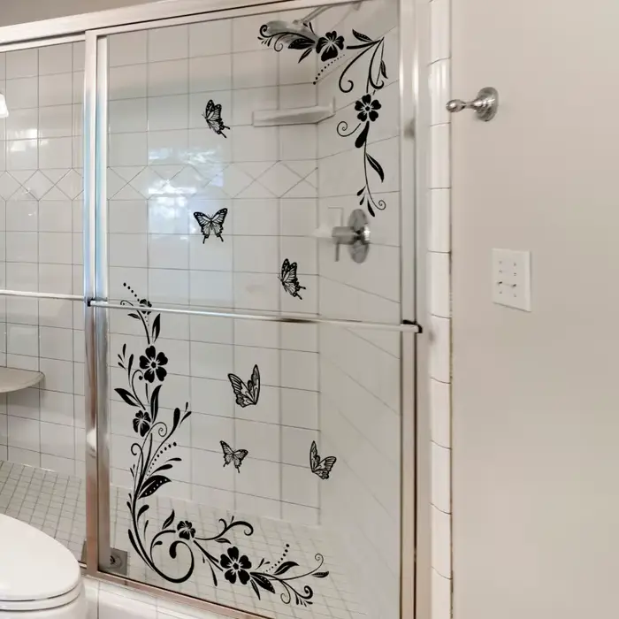 Autocollant mural papillon Floral noir auto-adhésif pour arrière-plan de chambre à coucher