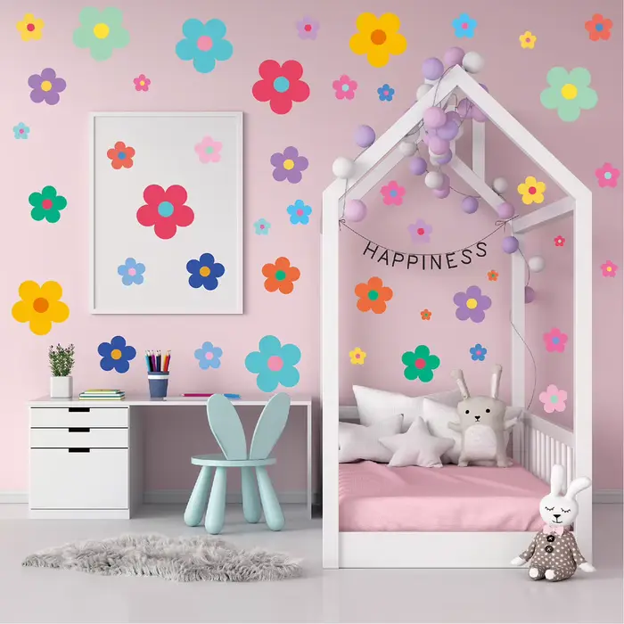 Stickers muraux de fleurs fantastiques colorées – Autocollant