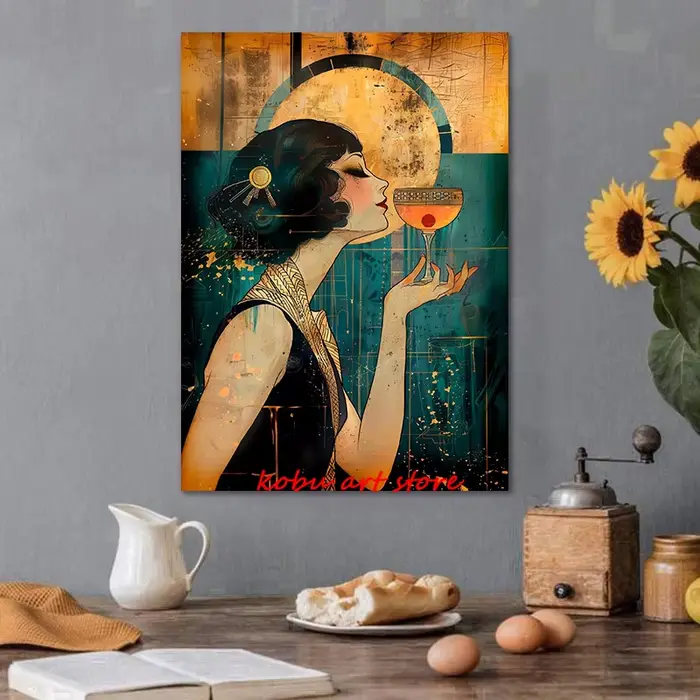 Art mural de style vintage pour salle d'eau