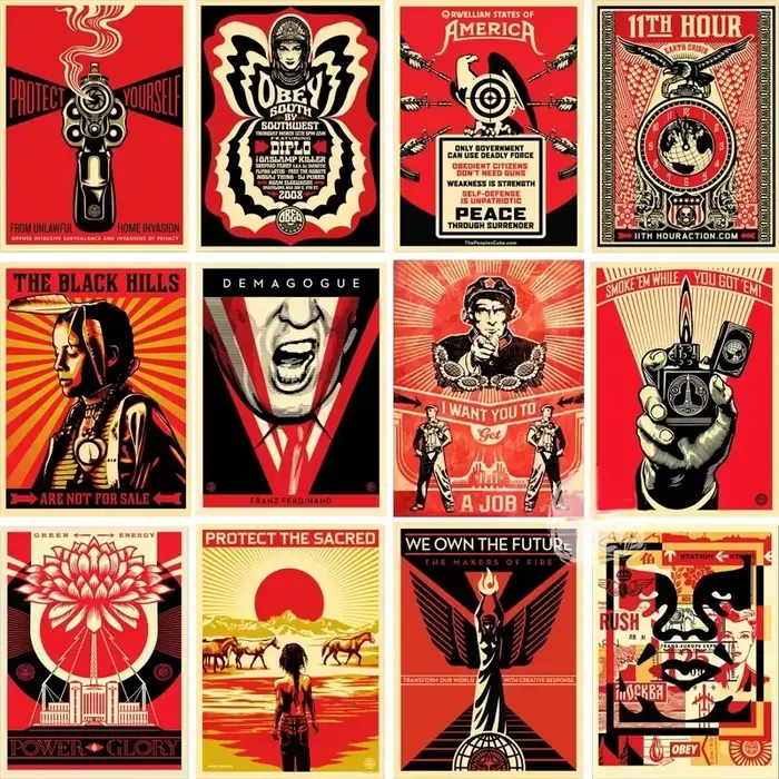 Affiches d'art de rue Shepard Fairey abstrait Vintage