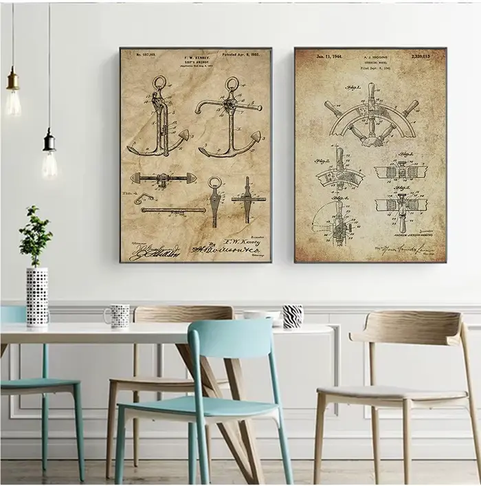Peinture sur toile d'art mural nautique