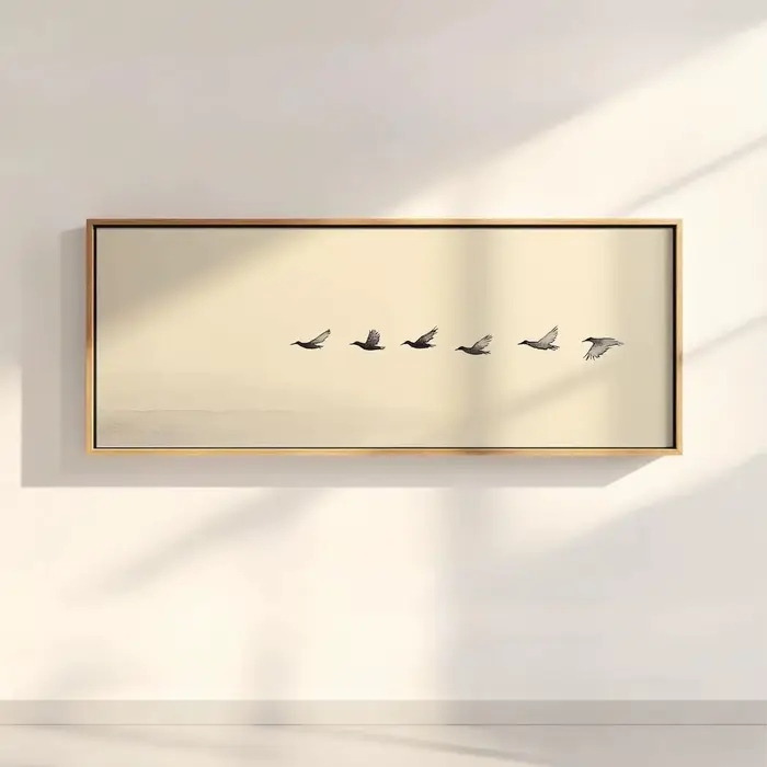 1 pièce Art mural panoramique vintage Japandi, Décoration japonaise longue et étroite pour chambre à