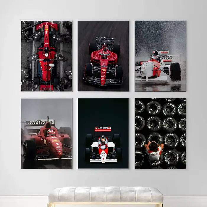 Affiche F1 de voiture de sport esthétique Vintage