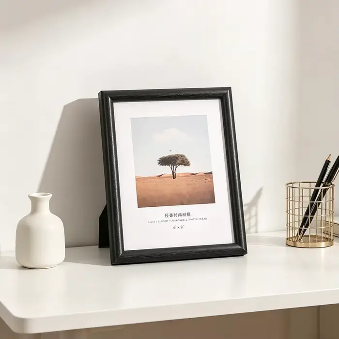 Cadre photo rectangulaire en bois avec couvercle transparent