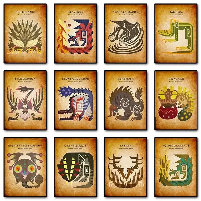 Peinture sur toile vintage animée inspirée des jeux japonais