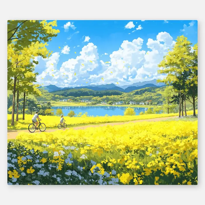 Tapisserie murale style peinture à l'huile, paysage du lac de Como italien, décoration esthétique en