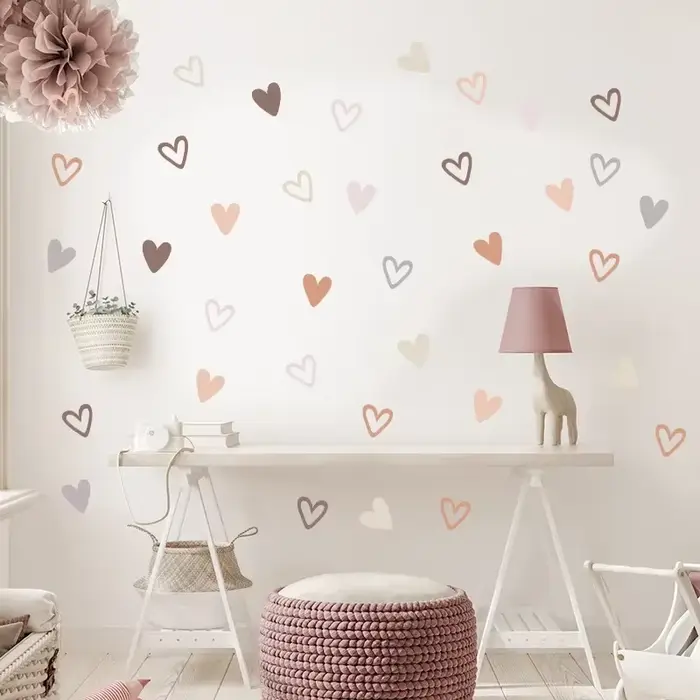 24 pièces coeur autocollant mural pour chambre d'enfants bébé garçon