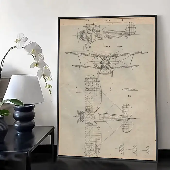 Affiche sur la structure d'un avion Boeing, esthétique contemporaine, art sur papier PP, décoration